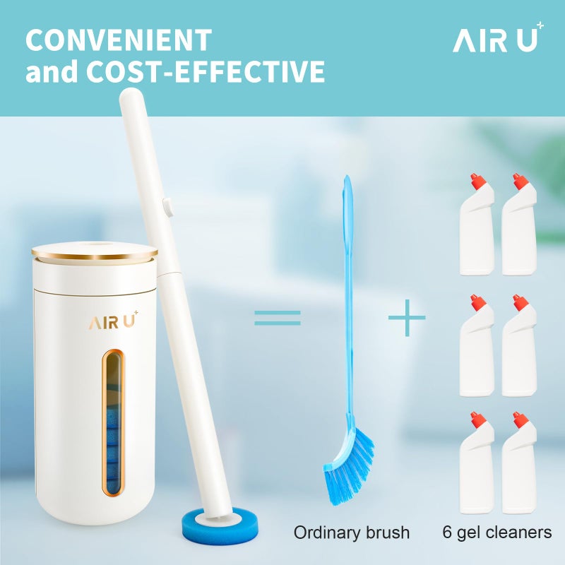 AIR U+ عدد 48 رؤوس فرشاة المرحاض للاستعمال مرة واحدة، عبوات عصا المرحاض لتنظيف المرحاض والحمام - Image 5